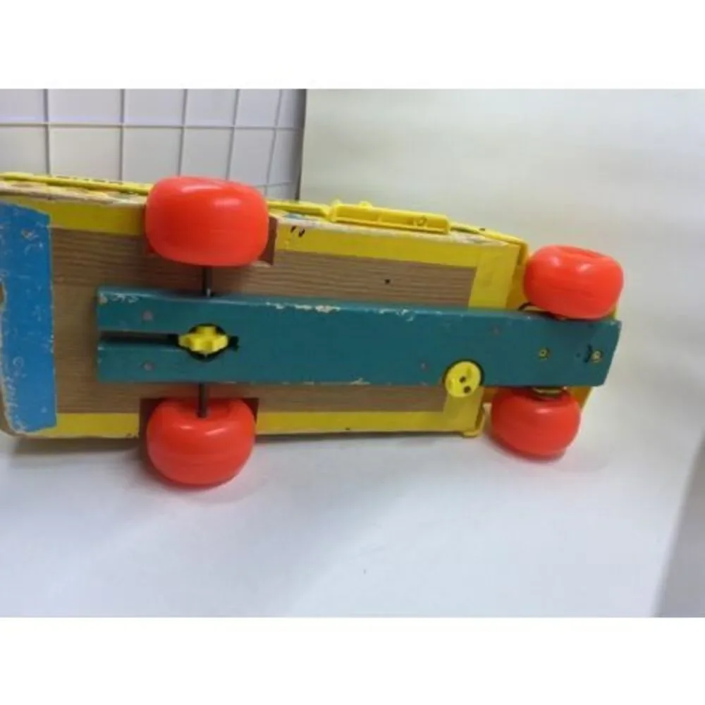 Vintage 1965 Fisher Price School Bus #192 Little People Pull Toy No People